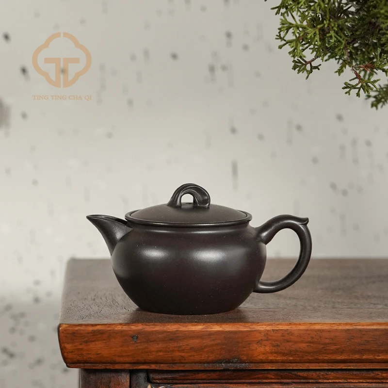 【龙德堂】壶浚·玄青黑兔 蒋振英制 克拉玛依黑180cc紫砂壶