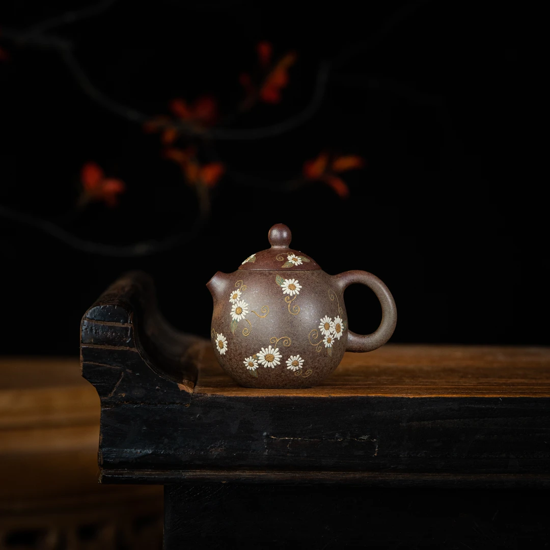 珽珽茶器 周华强制 龙蛋 柴烧（小雏菊）130cc 家用紫砂壶