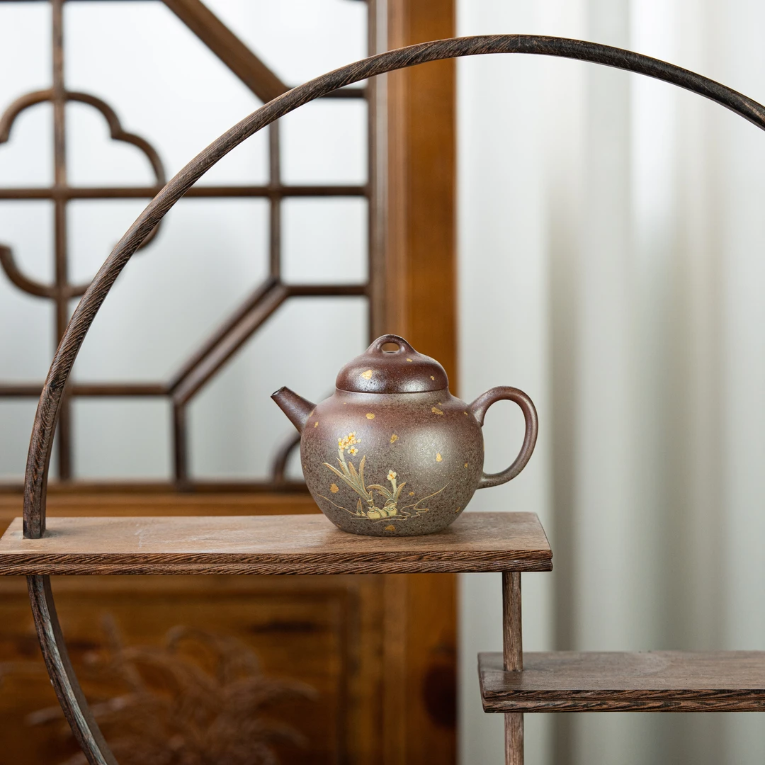 【双十一专属】【玉呈窑】博古（水仙）周华强制 柴烧 170cc 家用紫砂壶