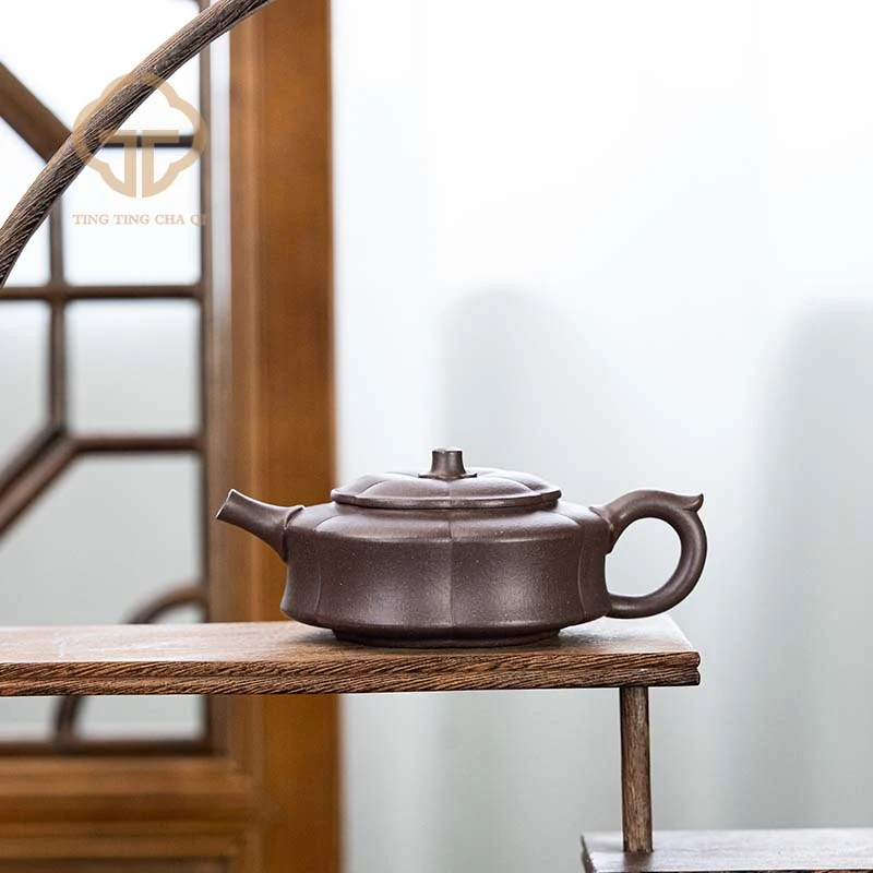 珽珽茶器 陈洁制 大彬梅花 老天青 130cc  家用紫砂茶壶