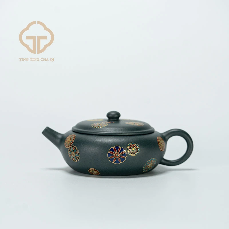 欢聚一堂 香玉（皮球花）王俊制 苏门答腊青 126cc 紫砂壶