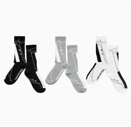 harsh and cruel 剪裁形式尺寸色织图案印花纯棉男女中筒袜