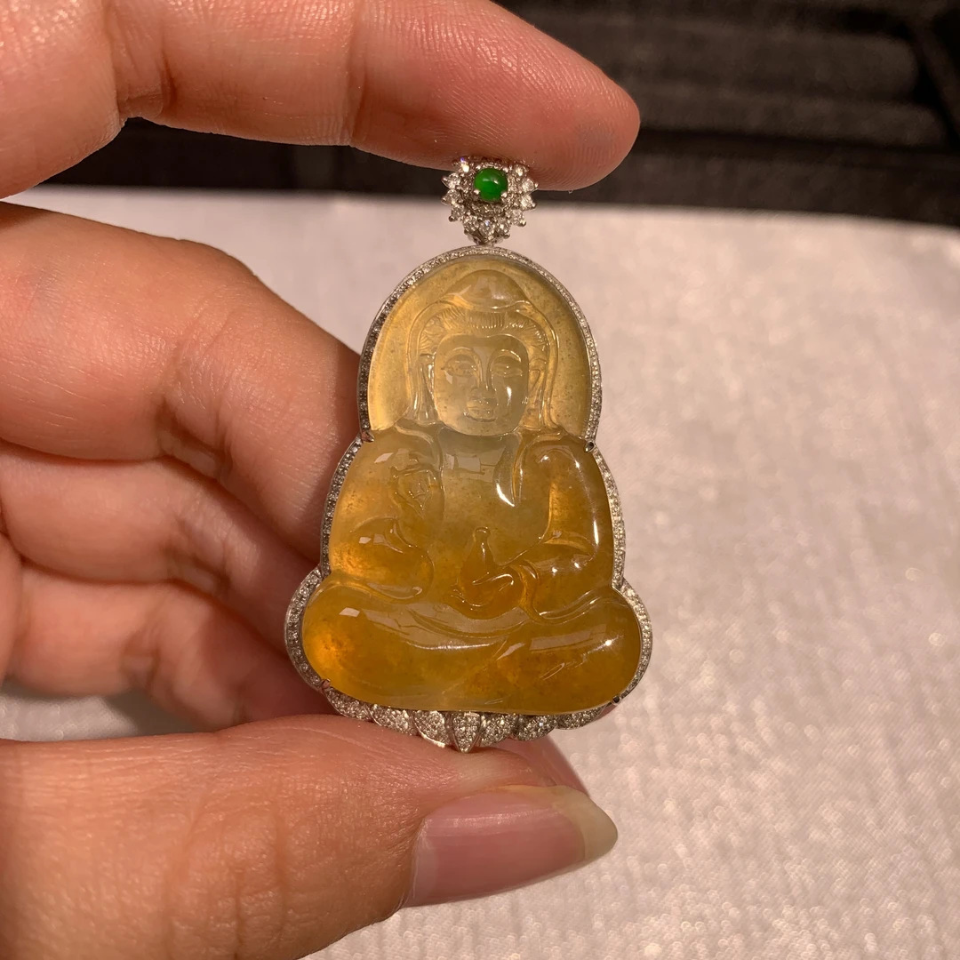 18K缅甸A货翡翠吊坠