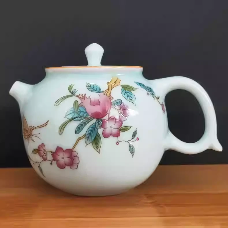 硕果累累茶壶高端日式泡茶壶老式极简壶陶瓷青瓷单壶家用A0491