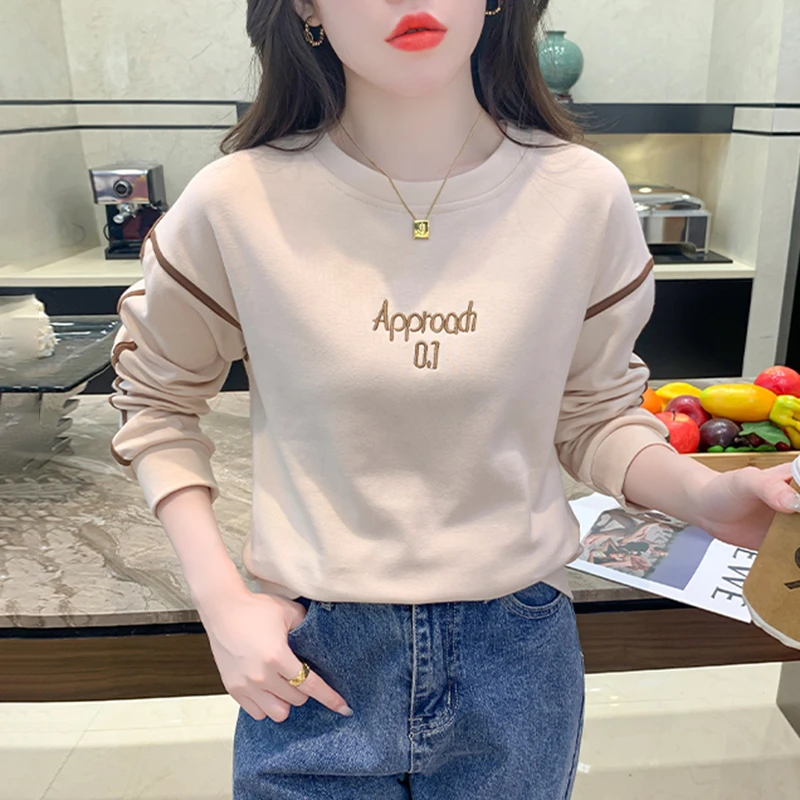 气质减龄卫衣女士春秋薄款2025新款时尚圆领打底上衣秋衣外穿女装