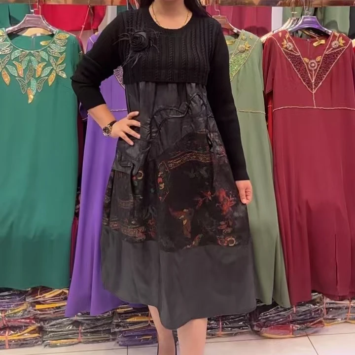 【艾力说衬衣】时尚气质民族风准码版连衣裙