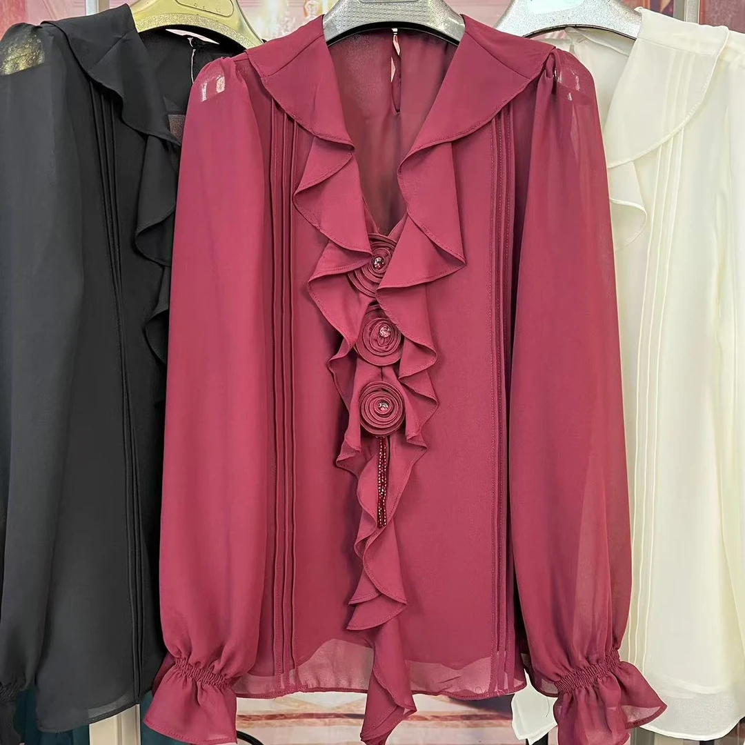 【艾力说衬衣】时尚气质女士莫丹花衬衫6971款