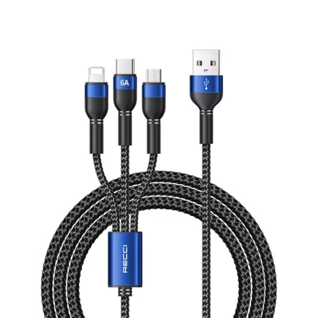 全新未使用 Recci/锐思 Recci/锐思 三合一6A编织快充线
