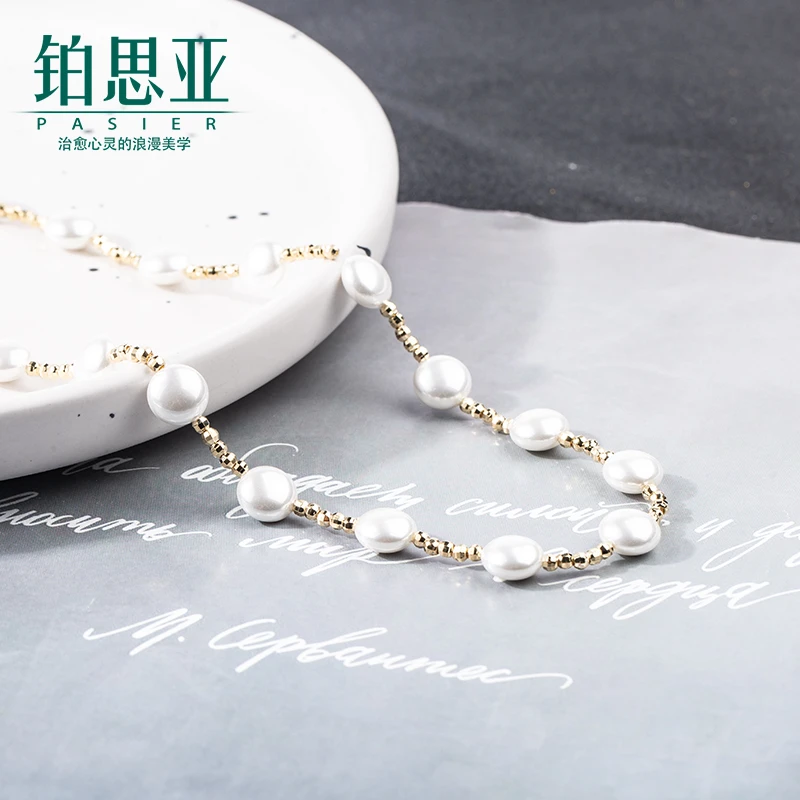铂思亚 铜合金仿珍珠项链 【恋爱日记】浪漫气质赫本风珠珠项链
