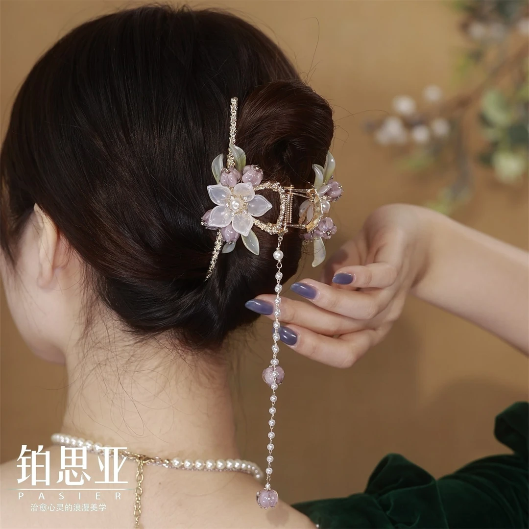 铂思亚洁蕊新中式古风抓夹显温柔梅花大抓夹浪漫 FS861