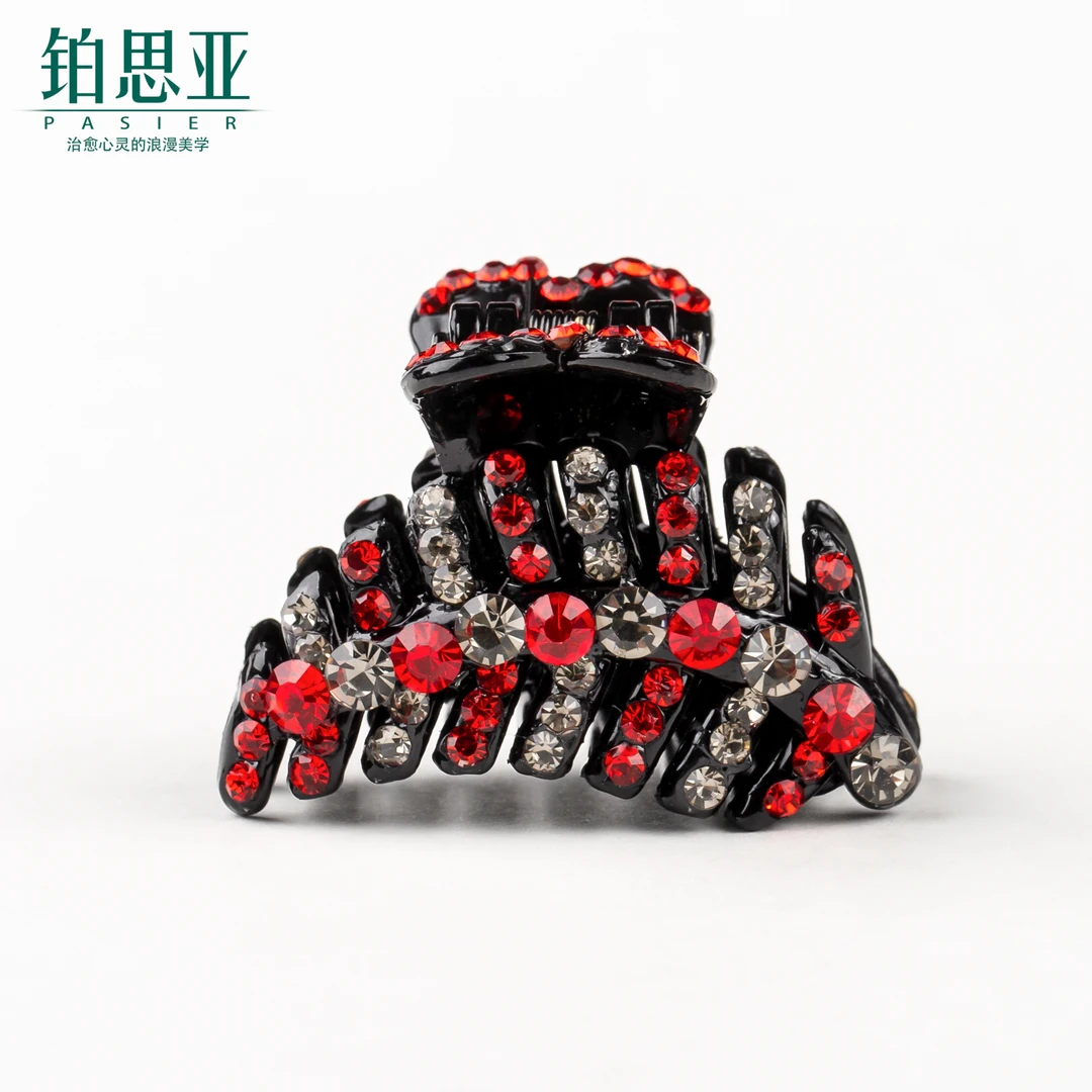 铂思亚【红枫叶】简约百搭4cm小抓夹  FS8714红灰