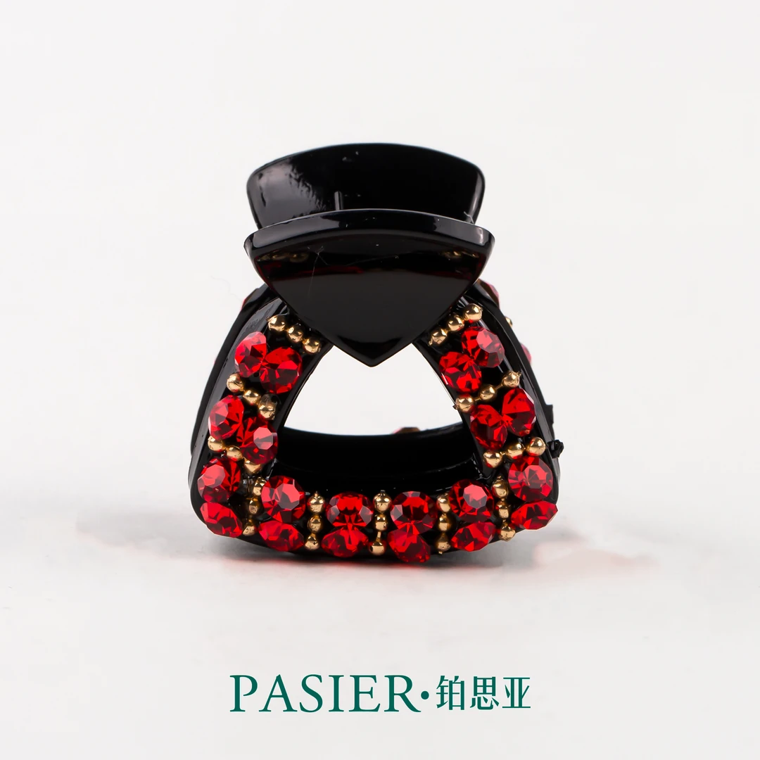 铂思亚工玫瑰 红色新年款气质优雅百搭小抓夹  FS8807红