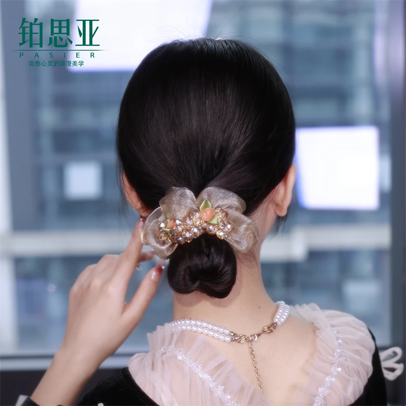 铂思亚【簪花】轻奢简约气质时尚发圈FS2237香槟