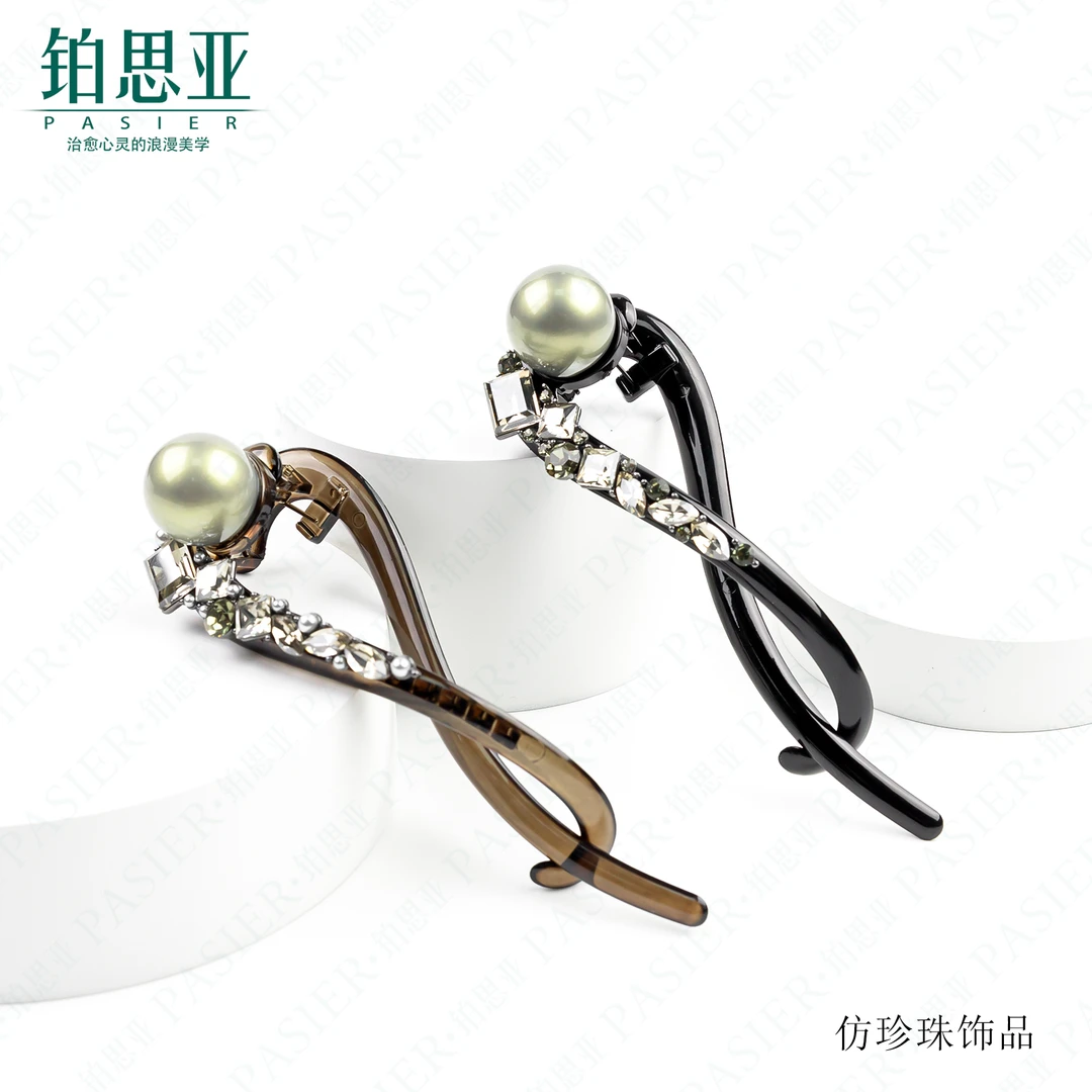 铂思亚 月落星沉 11厘米简约韩版气质醋酸新款一字扭扭夹FB419