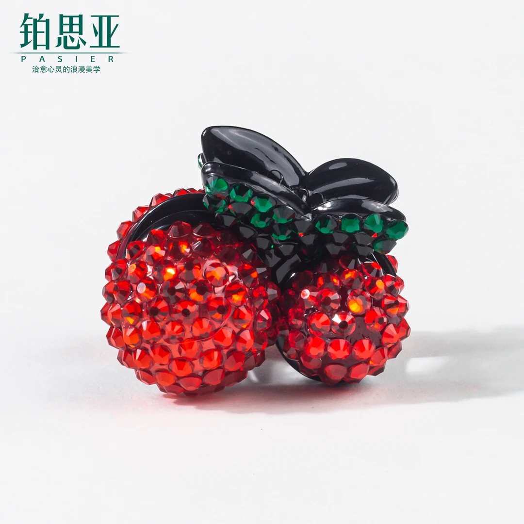 铂思亚【红樱桃】气质可爱浪漫迷你红色抓夹 4cm  FS8441红