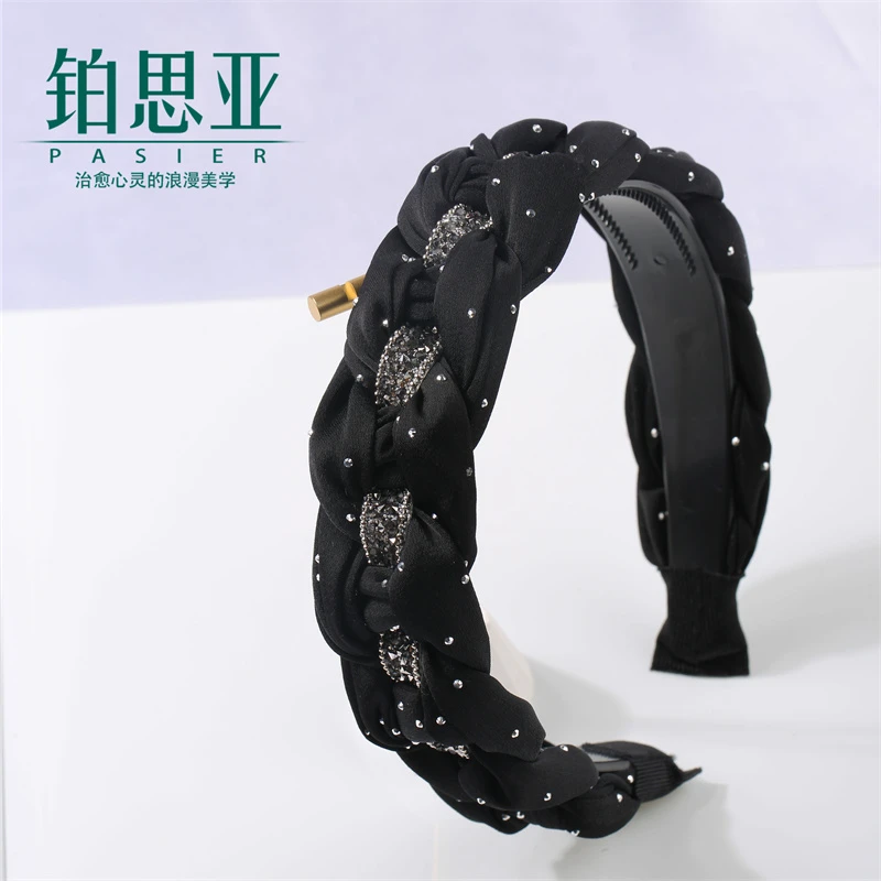 铂思亚【满星围绕】满天星锆石宽边百搭气质浪漫黑色时尚发箍