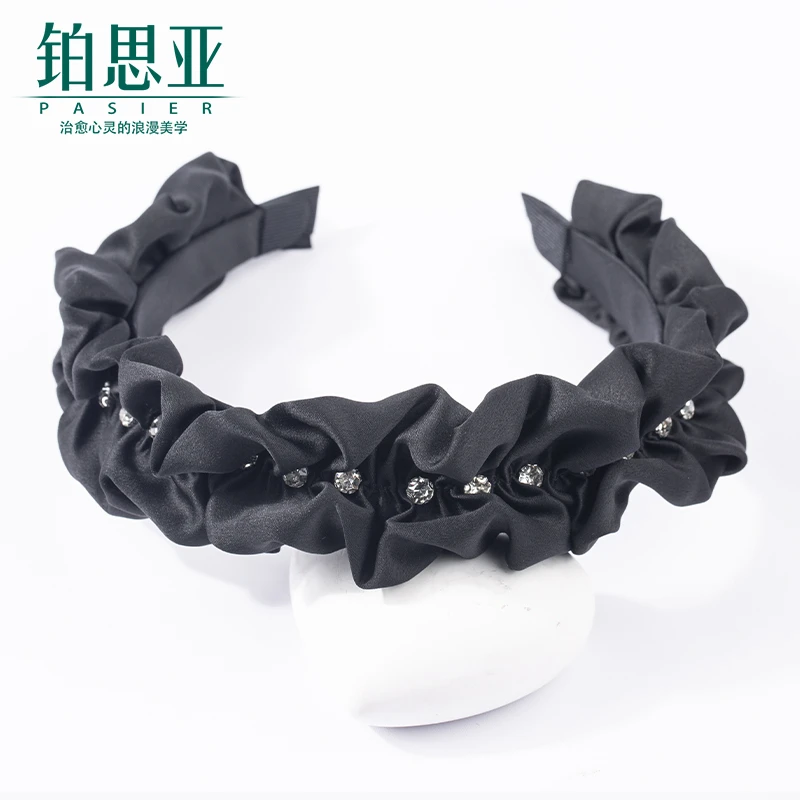 铂思亚 非金属布艺发饰 【花丛中】纹理发饰法式风情发箍百搭黑色DR