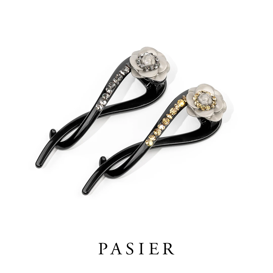 铂思亚 邂逅山茶花 优雅感时尚锆锆扭扭夹FB523