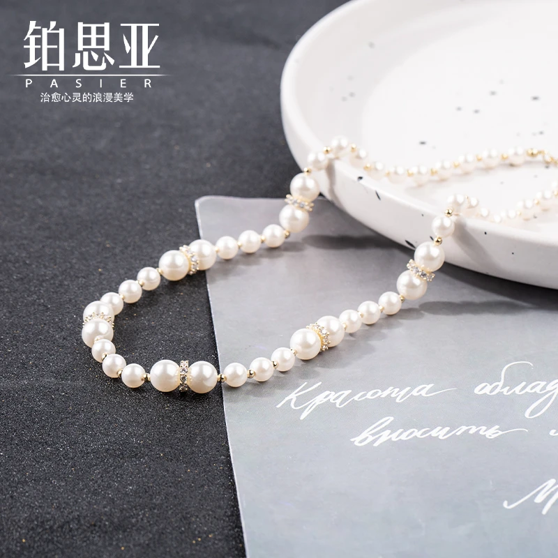 铂思亚 铜合金仿珍珠项链 【华尔兹恋曲】简约赫本风轻奢法式项链