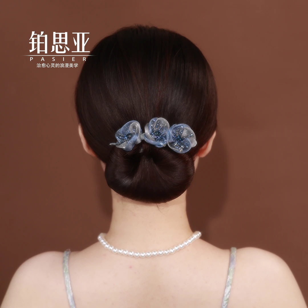 铂思亚 盘发器 碧蓝凝晶 清冷气质花朵懒人头盘FS3765蓝FS3766蓝