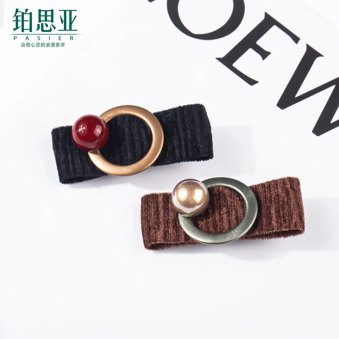 铂思亚手工浪漫简约时尚百搭珠珠发夹FS8272黑FS8272棕