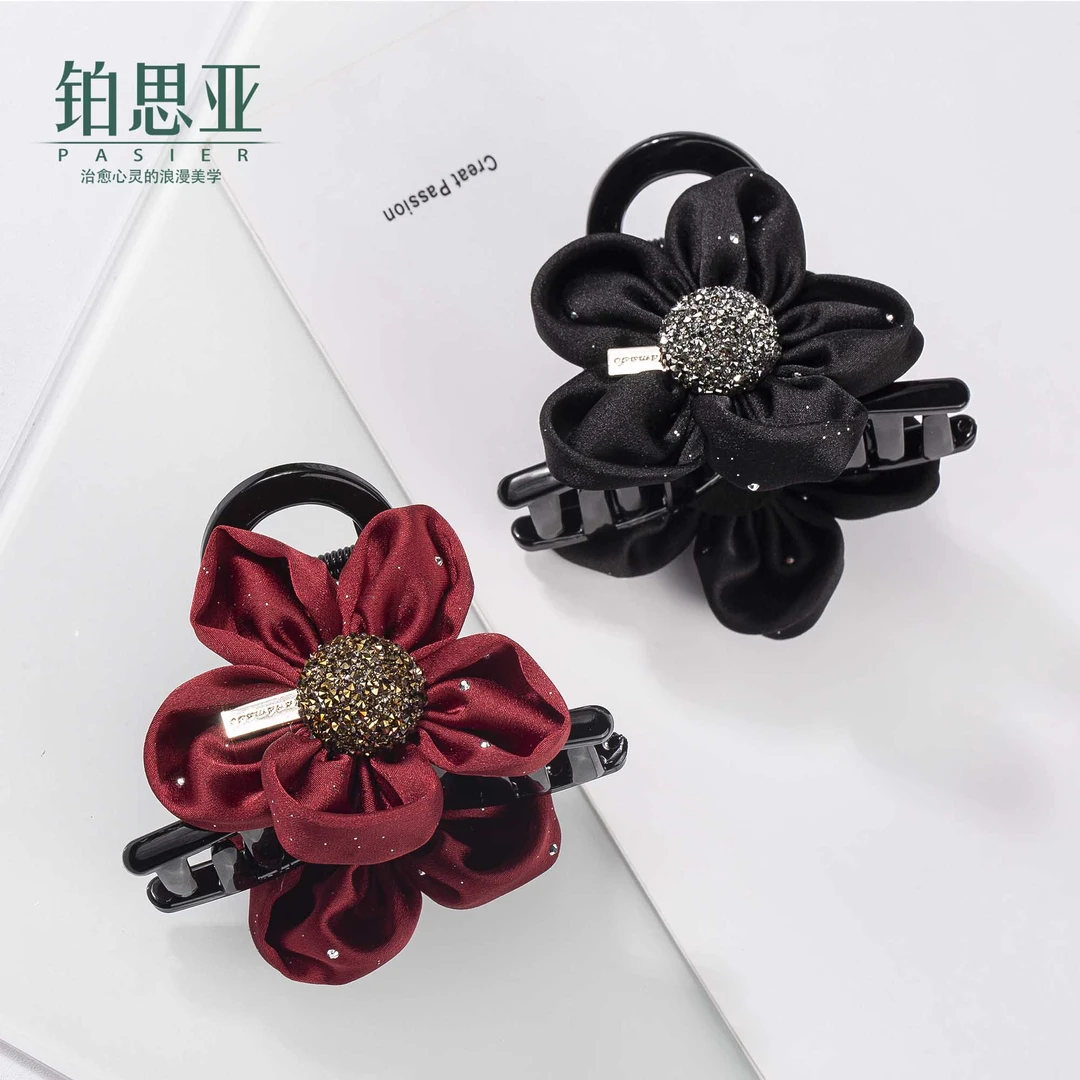 铂思亚 【菱花】气质时尚百搭浪漫精致优雅丝绒抓夹8cm