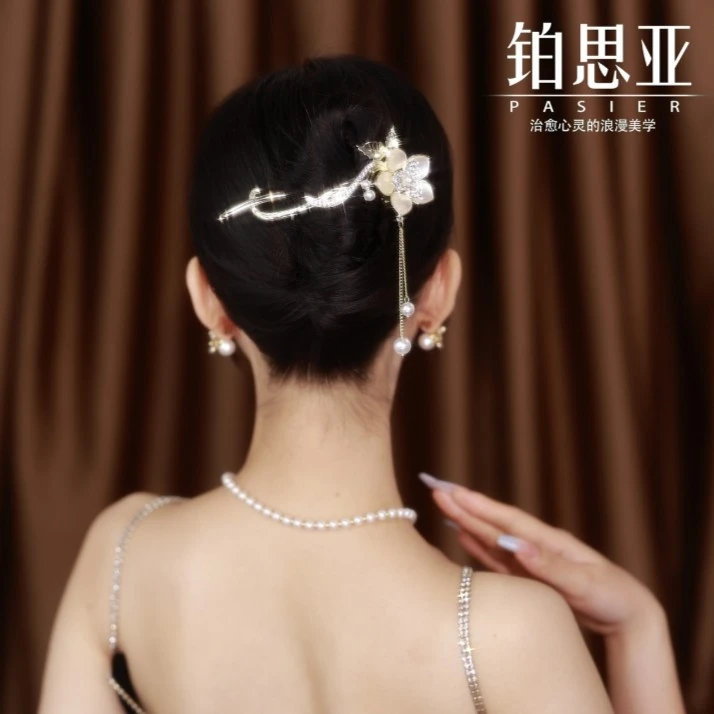 铂思亚时尚满钻花朵流苏创意百搭扭扭夹FS1114