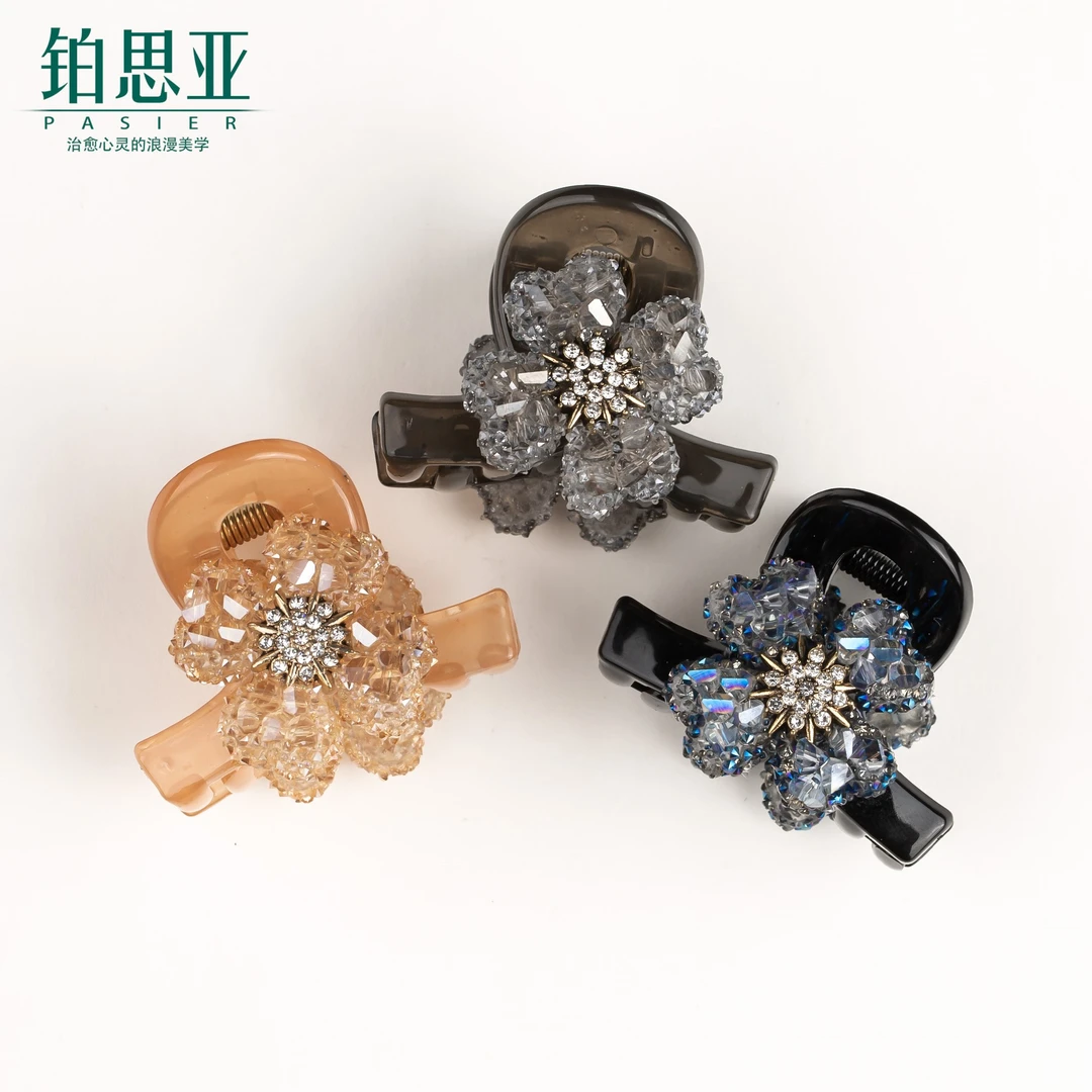 铂思亚 4公分 繁华韩系复古气质小号优雅百搭满钻抓夹后脑勺抓夹