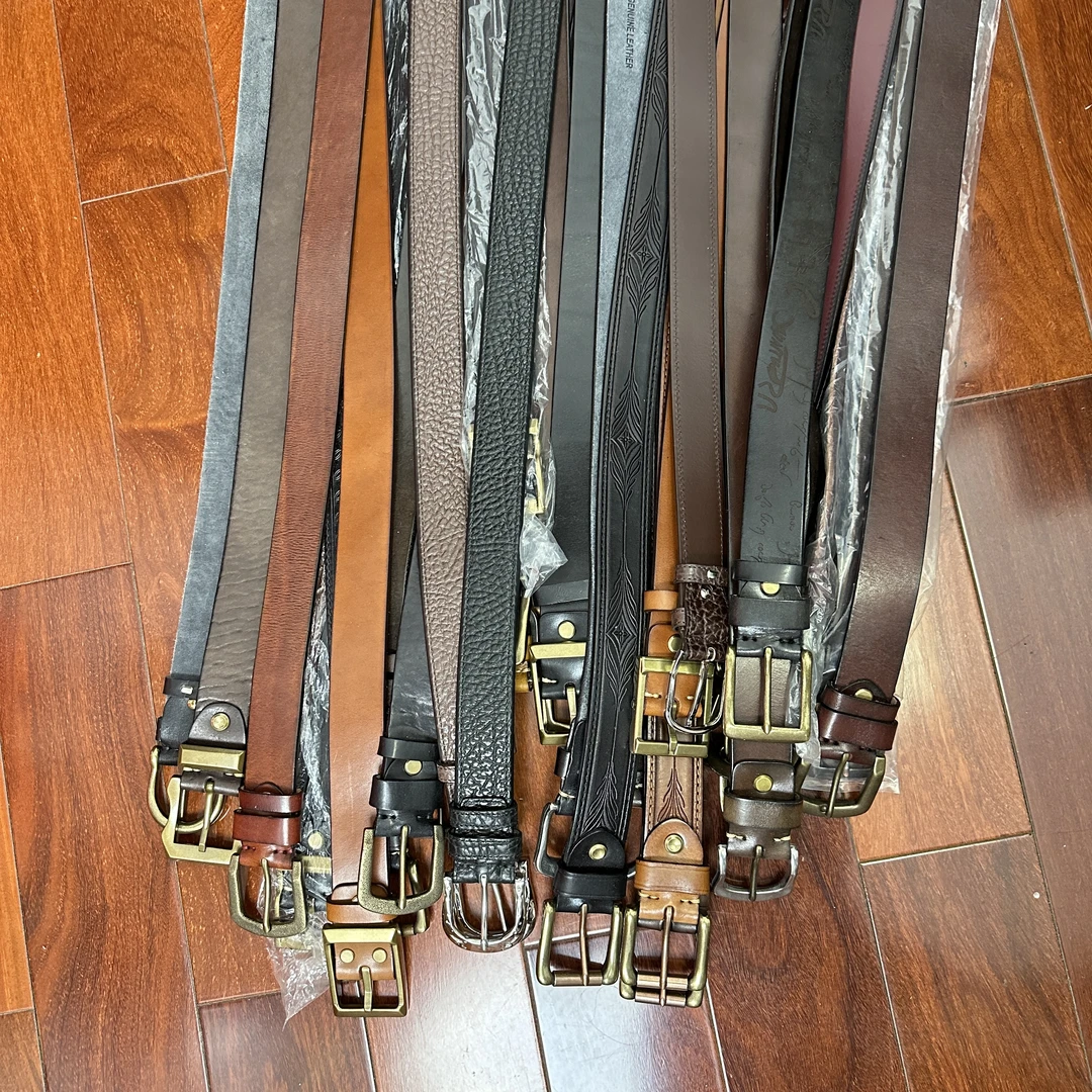 （开播福利）头层牛皮皮带男士真皮针扣百搭牛仔裤腰带男士真皮皮带