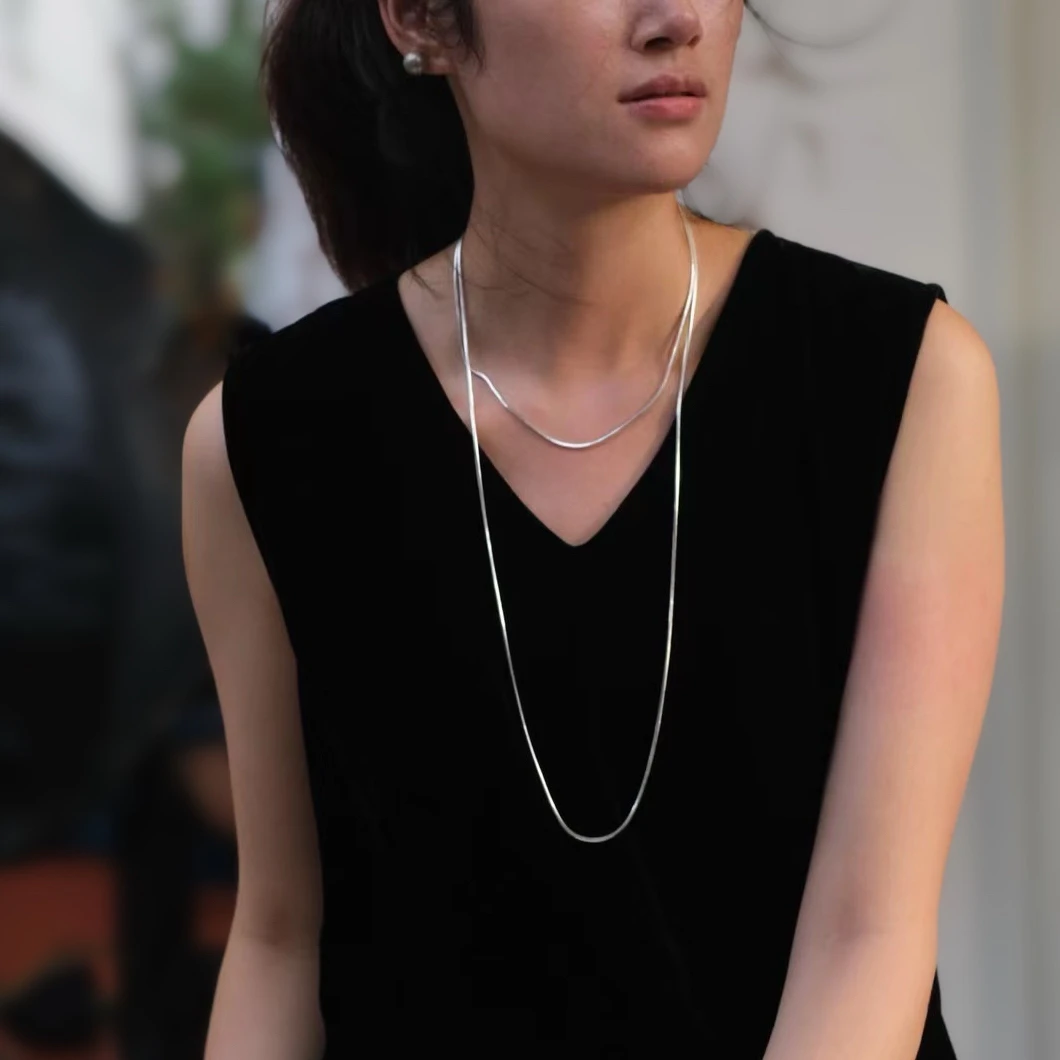 链子925银 30g+S925纯银加长120cm蛇骨链百搭ins风高级感长项链