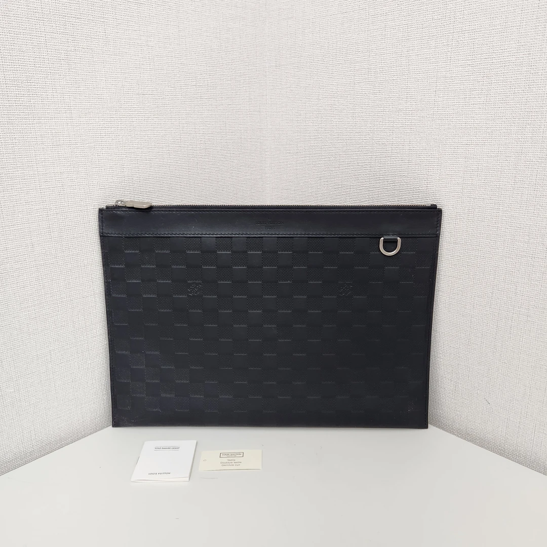 99新 LouisVuitton/路易威登 坤 99新在售款皮棋盘信封