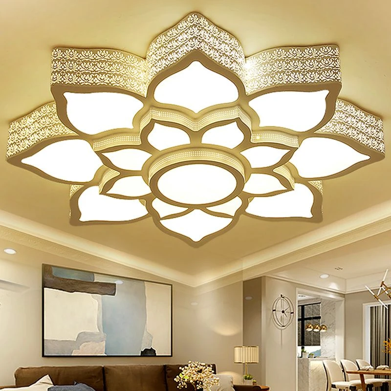 2022年led吸顶灯新款莲花灯1.2米大气客厅灯简约现代花形家用吊灯