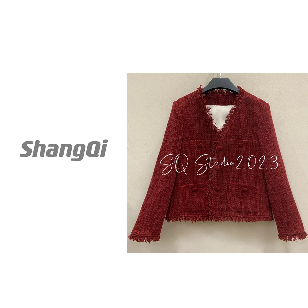 【红色小香风】高端显瘦蕾丝百搭法式设计师外套 卡码拍大
