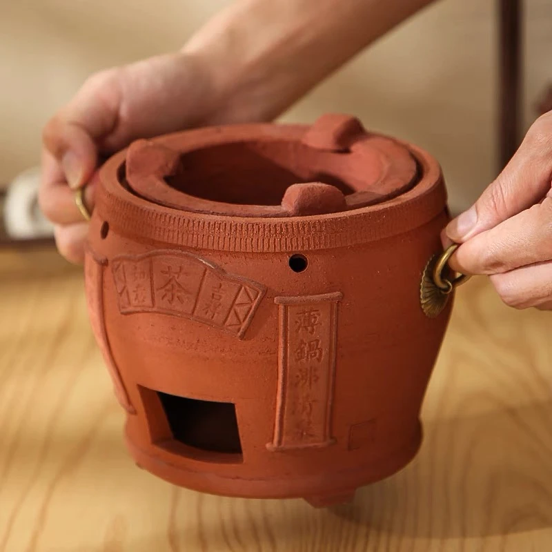 创意佘武祥老师明火碳炉工夫茶炉煮茶炉传统红泥炉怀旧茶炉烧烤炉