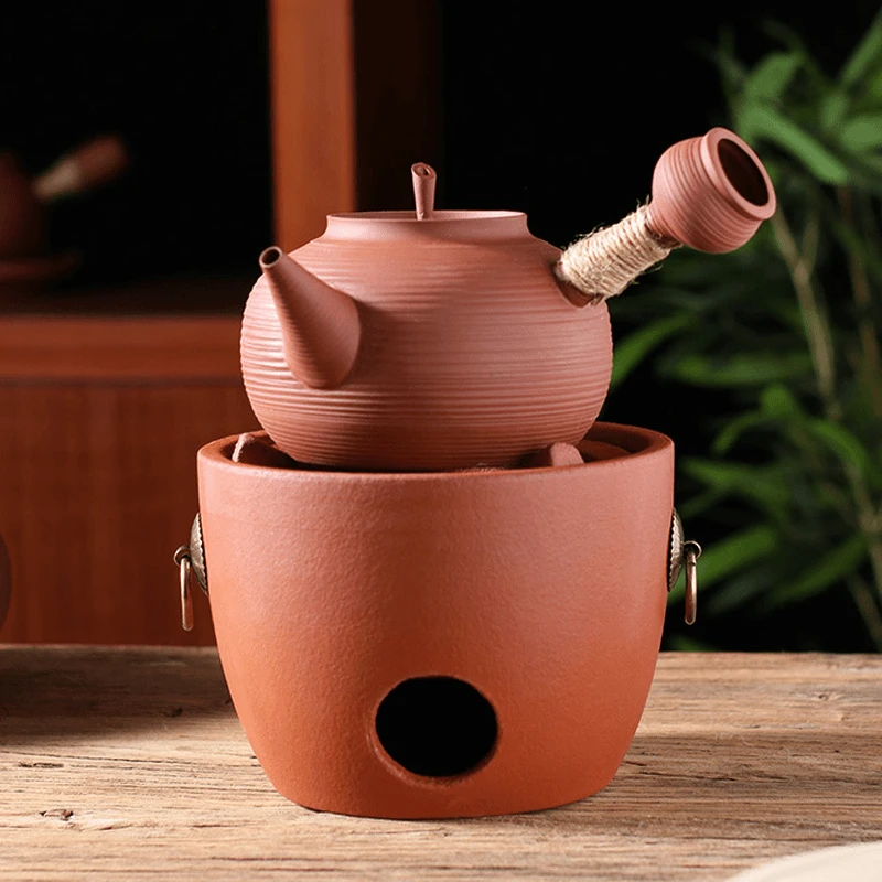 潮州红泥砂铫壶家用陶瓷侧把煮水壶泡茶功夫炭炉围炉煮茶器具全套