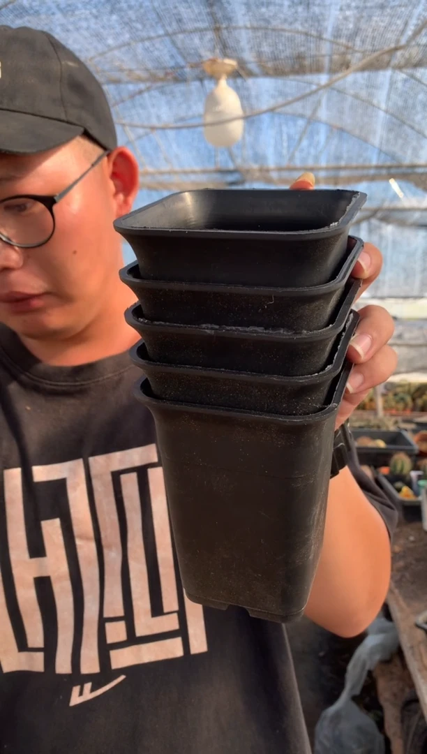 【闪购商品】量拍黑方盆5个（方，口径10cm）大