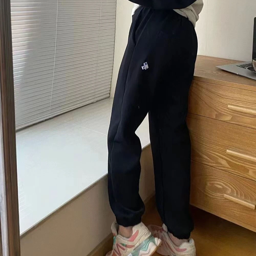 2800W-ADERAJAR 秋冬加绒时尚百搭狐狸刺绣运动男女显瘦休闲裤