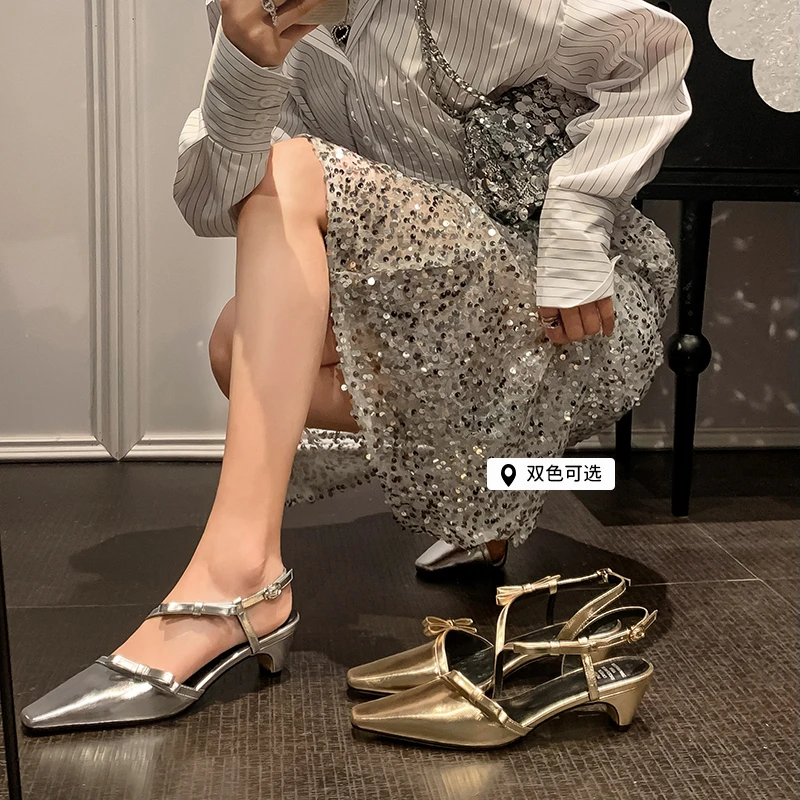 跟高4.5cm/34-39/仙女鞋温柔法式高跟尖头凉鞋新款春季配裙子