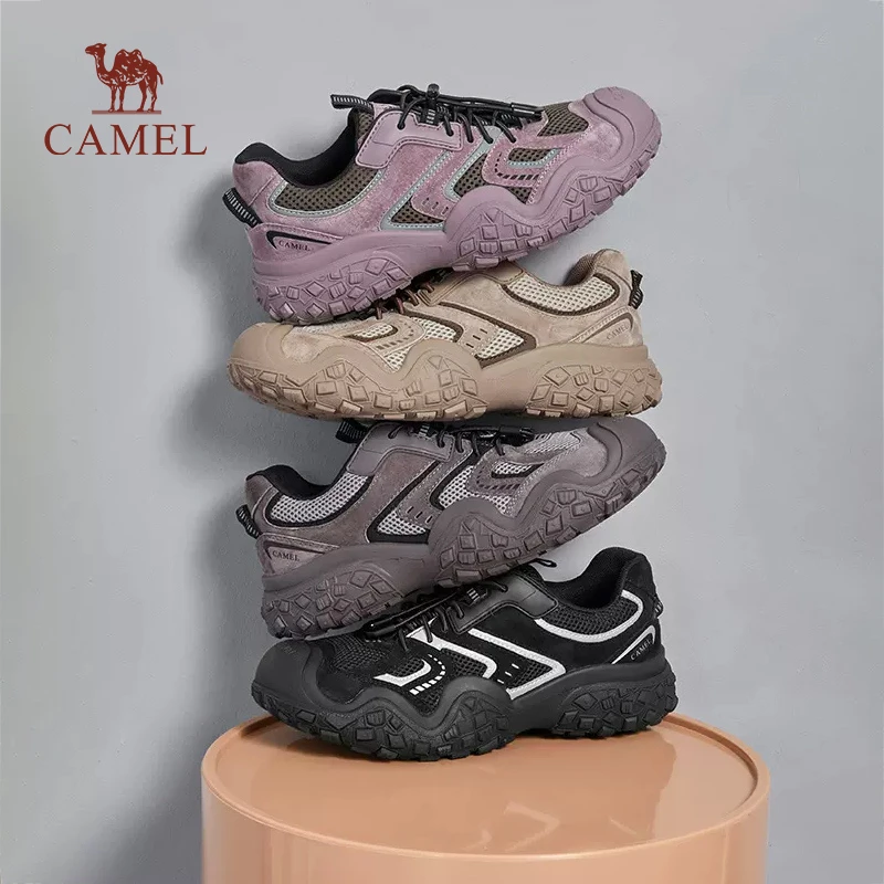 骆驼女鞋2024年秋季新款丑萌鞋女户外休闲鞋透气时尚休闲运动鞋