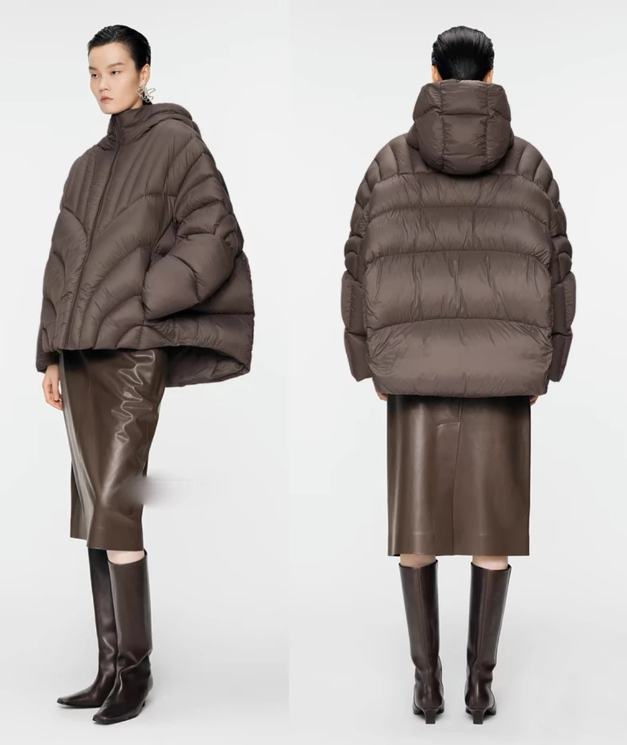 JUNJJ【面包羽绒服】冬新款女百搭纯色连帽保暖加厚气质90白鸭绒