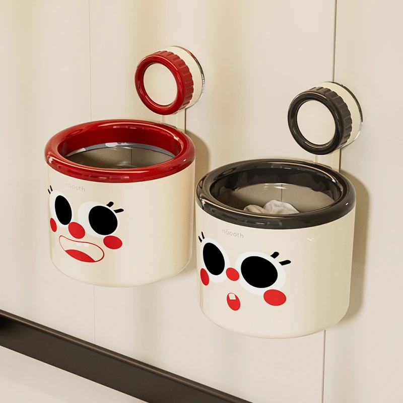 吸盘垃圾桶壁挂式家用新款创意可爱高颜值墙上迷你收纳桶纸篓卧室