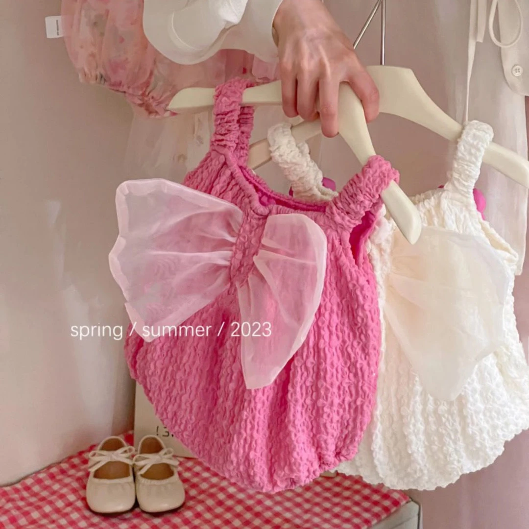 小翅膀新生婴儿衣服夏季包屁衣女宝宝满月周岁礼服无袖