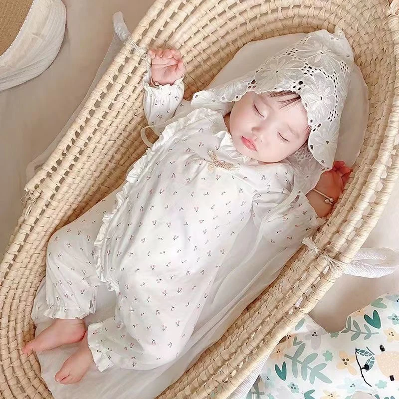 新生婴幼儿春秋连体衣女宝宝打底衫纯棉薄棉公主卡通超萌爬服哈衣