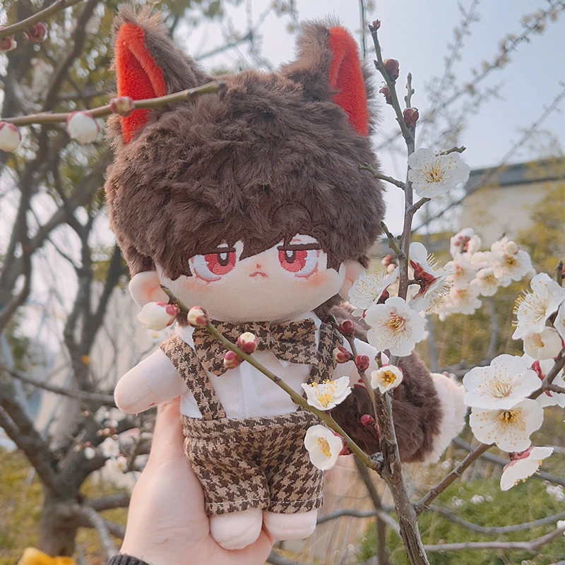 棕发小狼20cm棉花娃娃毛绒玩具公仔玩偶儿童设计手工成人