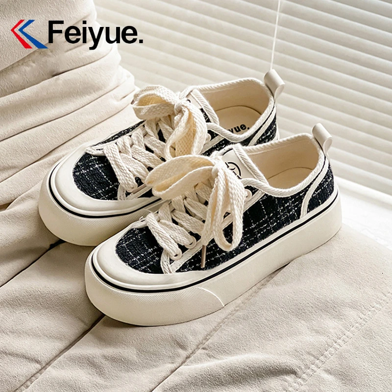 feiyue/飞跃爆款帆布鞋女2024新款夏季百搭女鞋休闲运动厚底板鞋