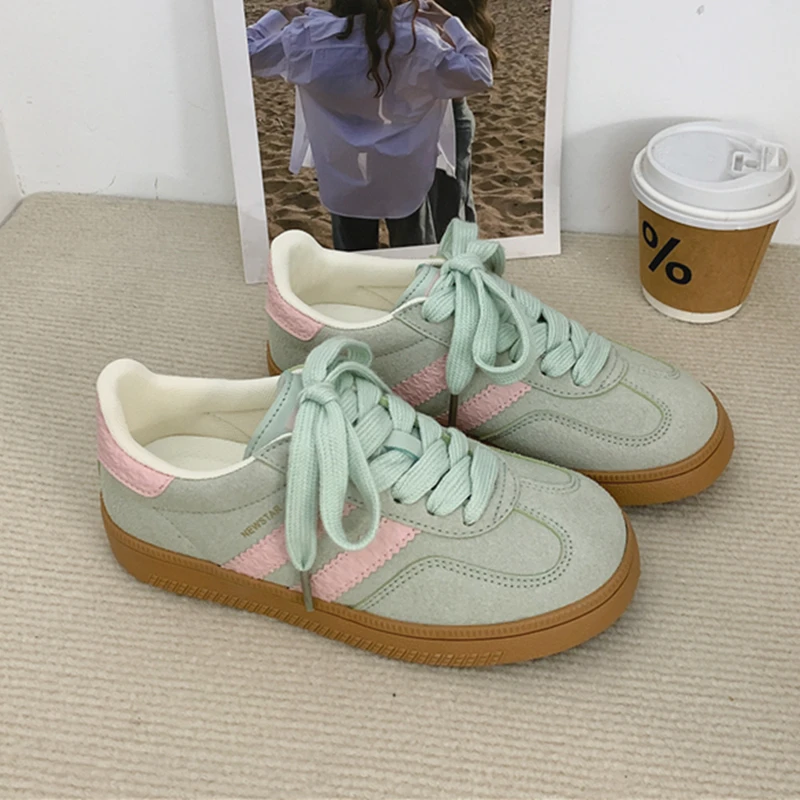 飞跃春夏季软底复古百搭透气休闲德训板鞋女款2025新款系带阿甘鞋