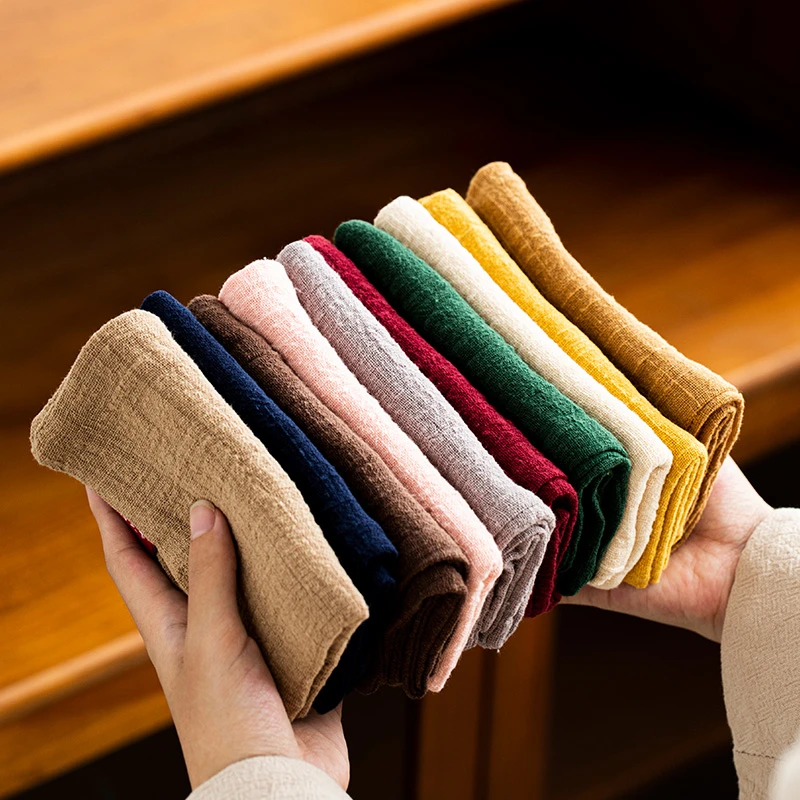 高档日式棉麻吸水加厚茶巾禅艺茶桌布抹布简约纯色茶垫大号养壶巾