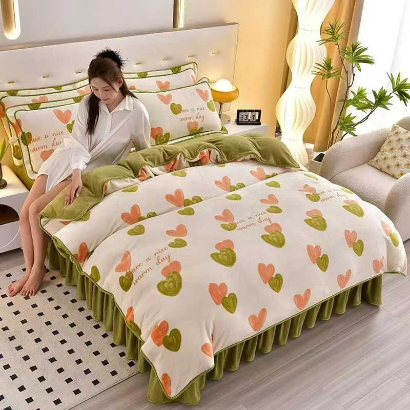 清仓加厚牛奶绒被套床品冬季保暖防静电床上用品被罩加绒加厚被套