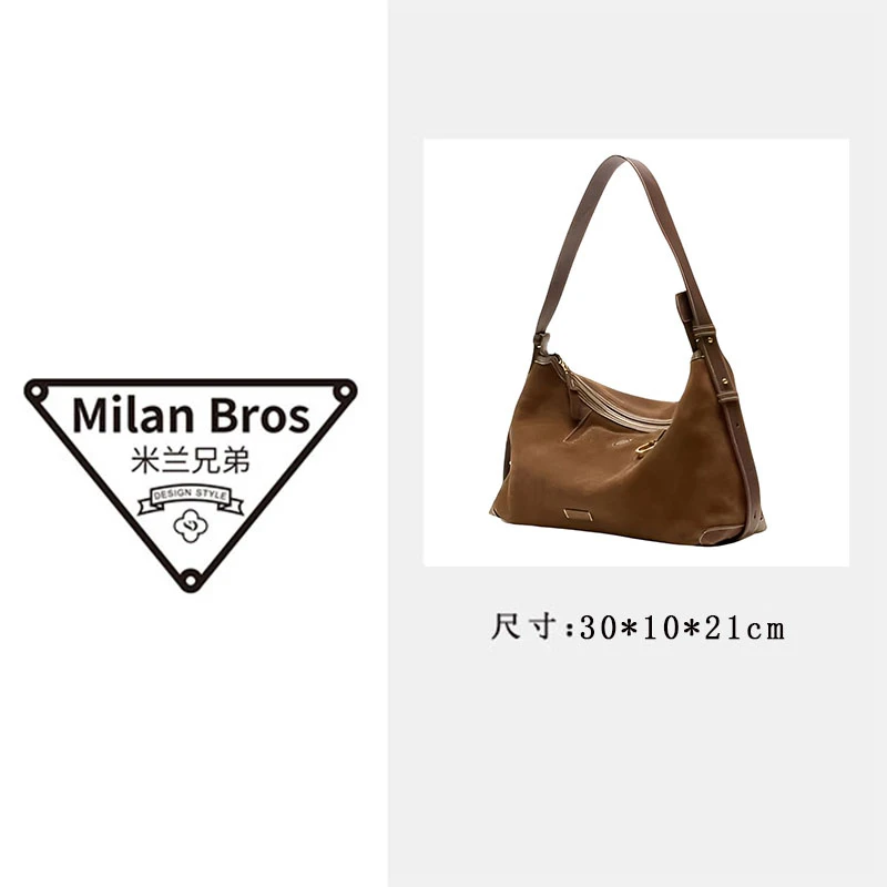 【米兰兄弟】2024年新款轻奢百搭循迹手提单肩包 4926-麂皮棕色