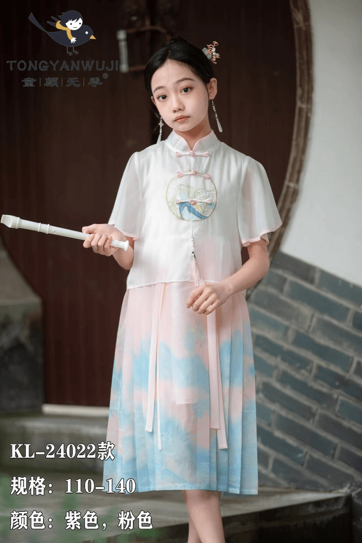 快乐022假两件汉服裙/女童